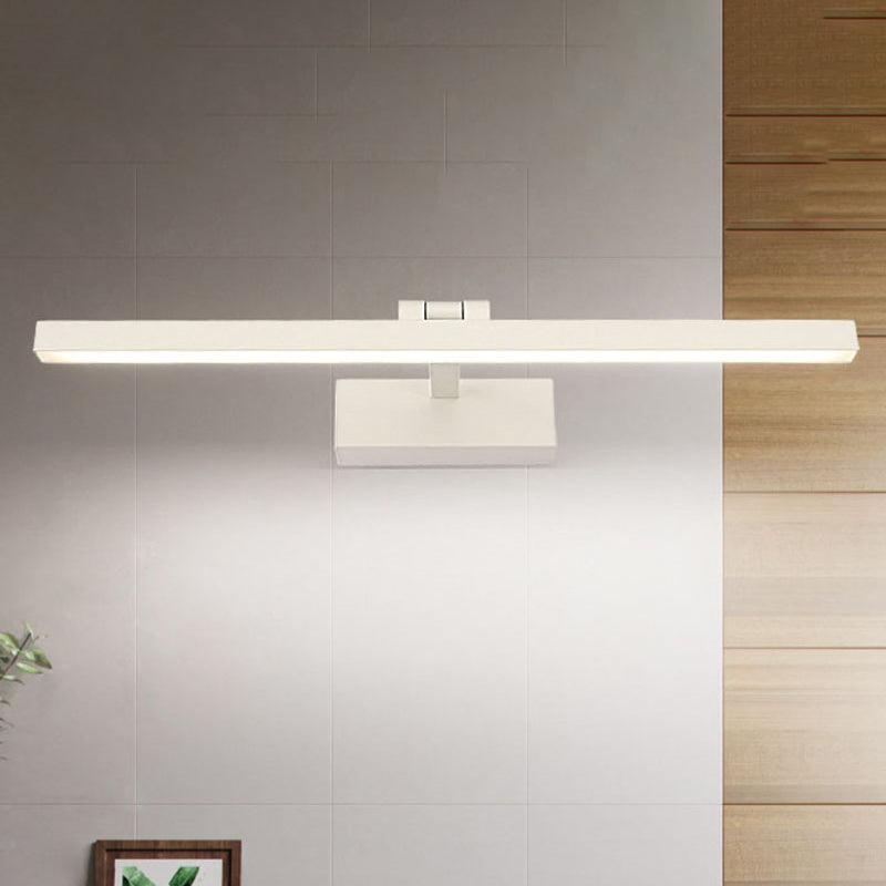 Simplistic Style Rectangle Aluminum Wall Lamp 16"/19.5" W LED Vanity Mirror Light in Black/White for Bathroom | Kalsten