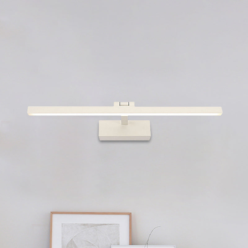 Simplistic Style Rectangle Aluminum Wall Lamp 16"/19.5" W LED Vanity Mirror Light in Black/White for Bathroom | Kalsten