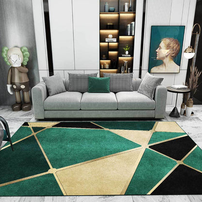 BowLift | Calming geometric printed rug Multicolored polyester indoor rug Easy care pet-friendly area rug for living room
