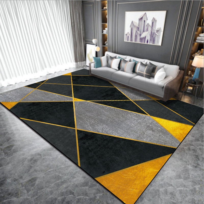 BowLift | Calming geometric printed rug Multicolored polyester indoor rug Easy care pet-friendly area rug for living room