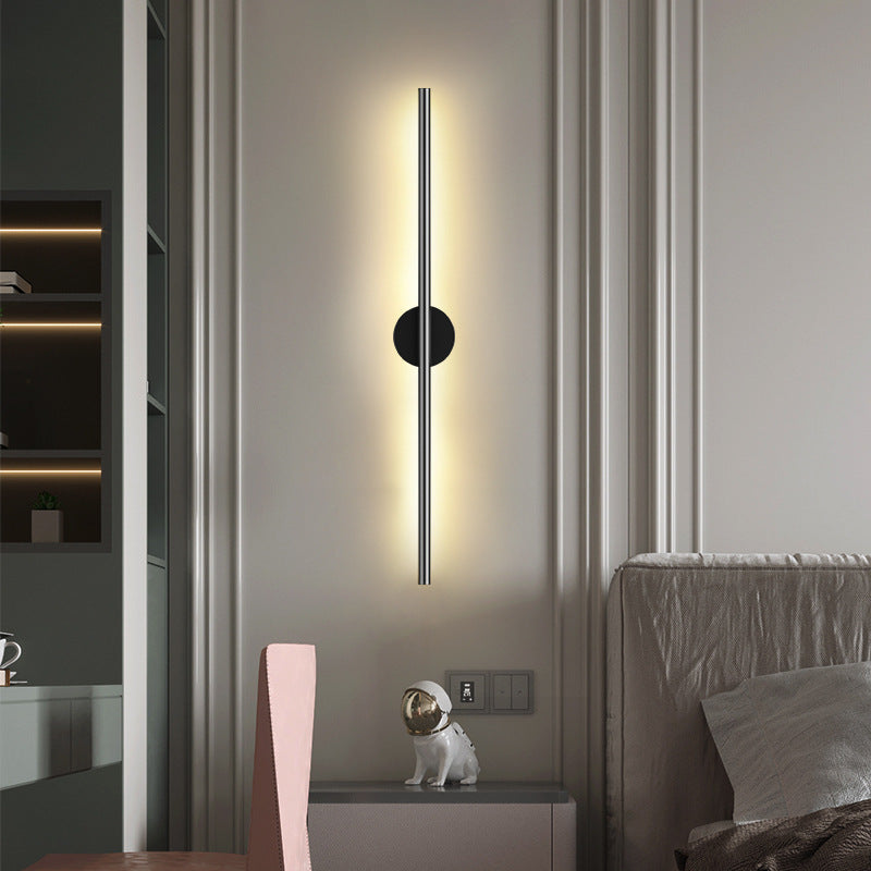Black Rod LED Wall Lamp Fixture Simple Style Metallic Sconce Light for Living Room | Kalsten