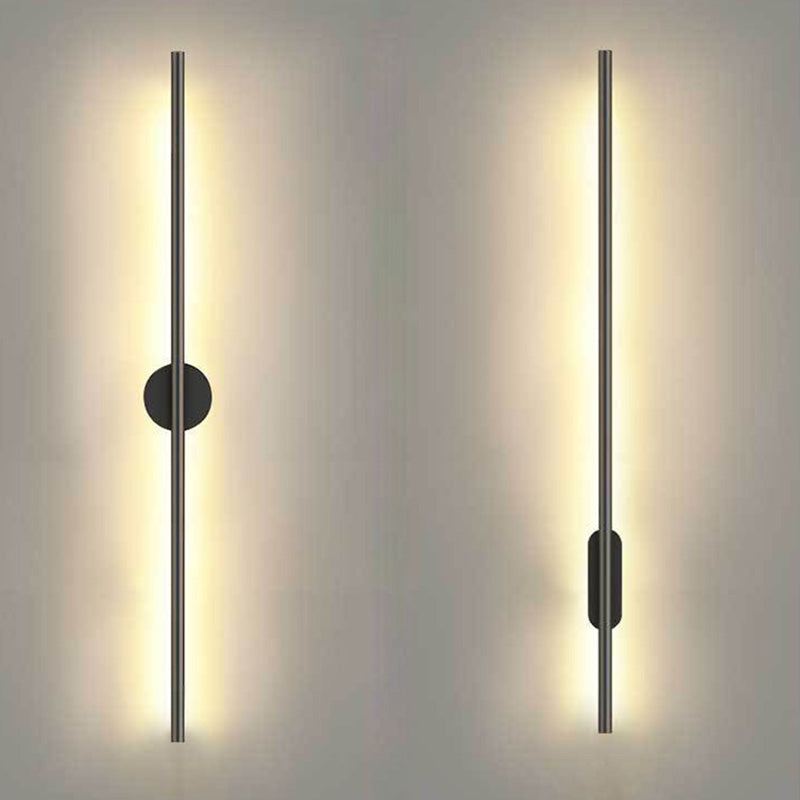Black Rod LED Wall Lamp Fixture Simple Style Metallic Sconce Light for Living Room | Kalsten