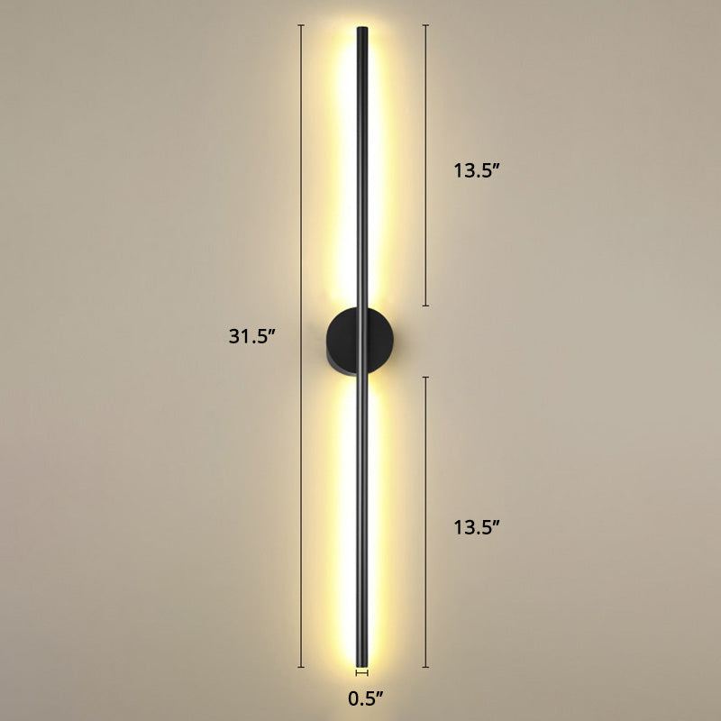 Black Rod LED Wall Lamp Fixture Simple Style Metallic Sconce Light for Living Room | Kalsten