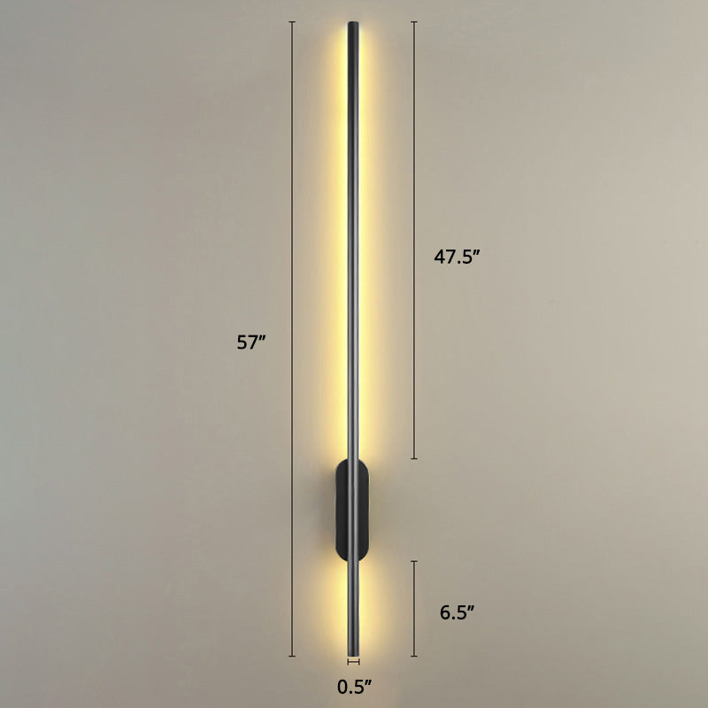 Black Rod LED Wall Lamp Fixture Simple Style Metallic Sconce Light for Living Room | Kalsten
