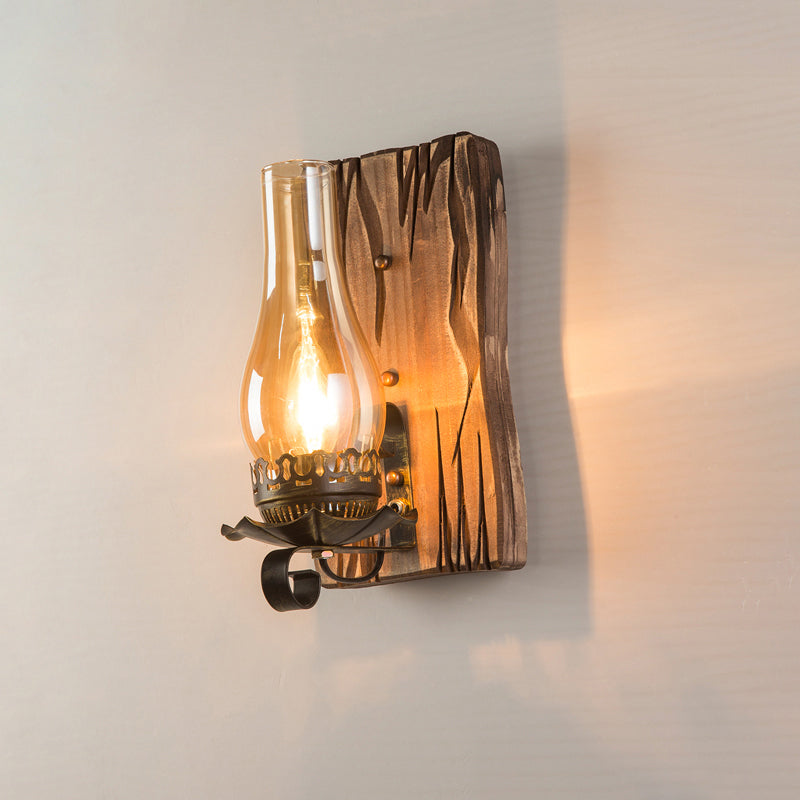 BowLift | Wooden Brown Wall Lamp Geometrically Designed Country Style Wall Sconce for Hallway