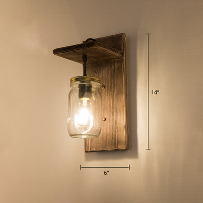 BowLift | Wooden Brown Wall Lamp Geometrically Designed Country Style Wall Sconce for Hallway