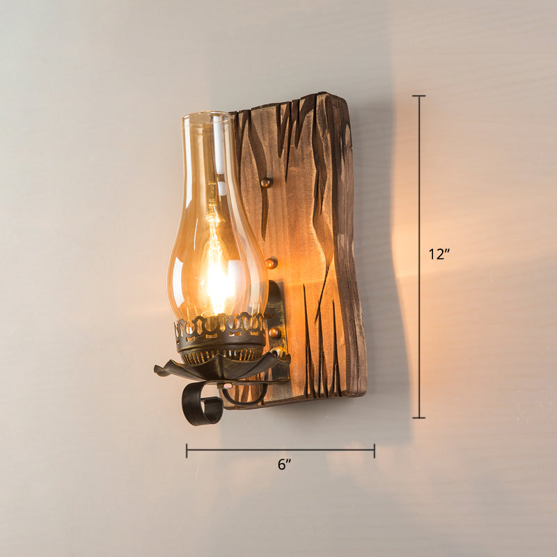 BowLift | Wooden Brown Wall Lamp Geometrically Designed Country Style Wall Sconce for Hallway