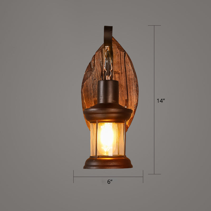 BowLift | Wooden Brown Wall Lamp Geometrically Designed Country Style Wall Sconce for Hallway