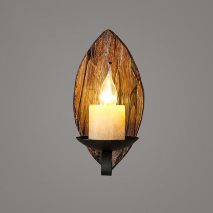 BowLift | Wooden Brown Wall Lamp Geometrically Designed Country Style Wall Sconce for Hallway