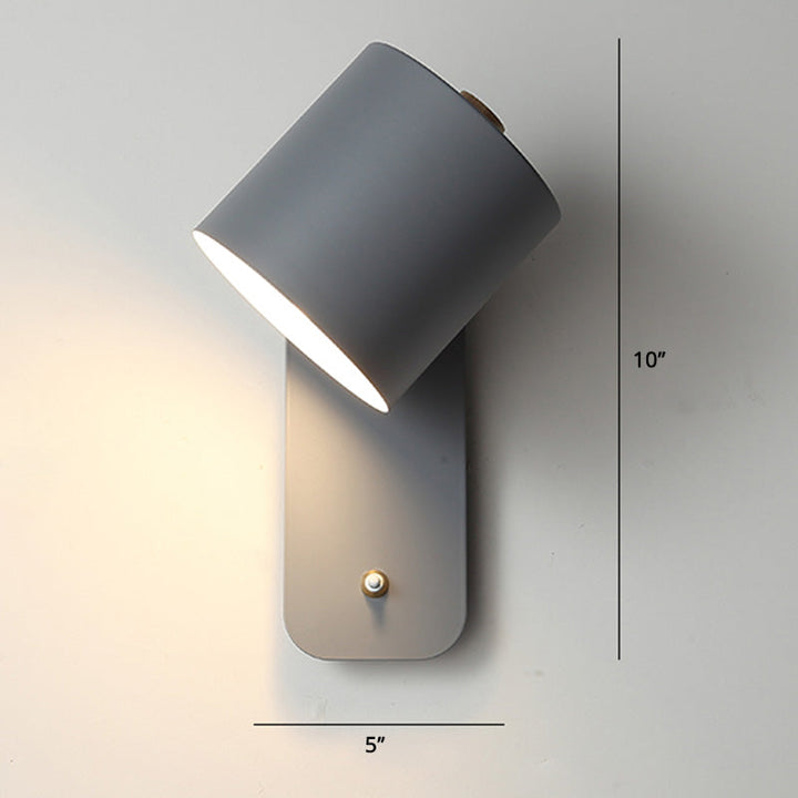 Swivelable Cylinder Reading Lamp Nordic Metal Single-Bulb Wall Light with Power Button | Kalsten