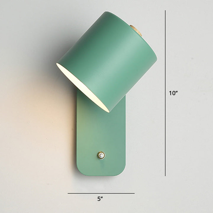 Swivelable Cylinder Reading Lamp Nordic Metal Single-Bulb Wall Light with Power Button | Kalsten