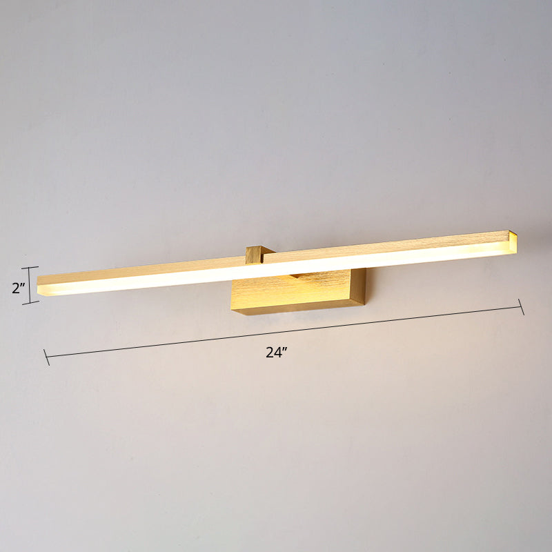 Gold Stick Shaped Bath Lighting Simplicity Metal LED Vanity Light Fixture for Bathroom | Kalsten