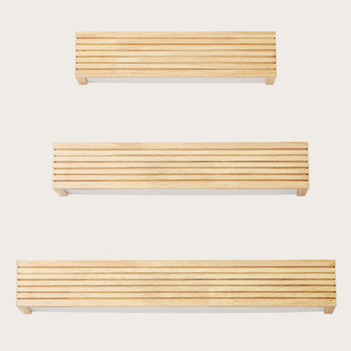 Laminated Wood Rectangle Wall Light Minimalist Beige LED Sconce Fixture above Bed | Kalsten