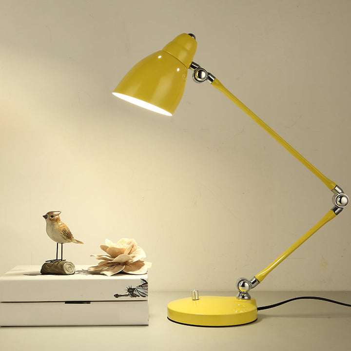 Industrial table lamp made of metal with adjustable arm and clock-shaped shade | Kalsten