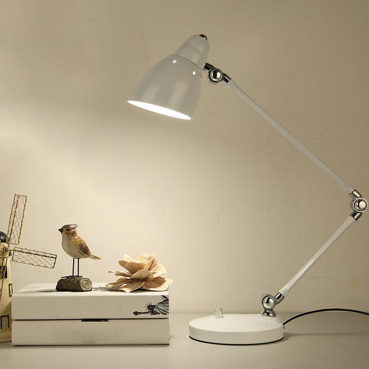 Industrial table lamp made of metal with adjustable arm and clock-shaped shade | Kalsten