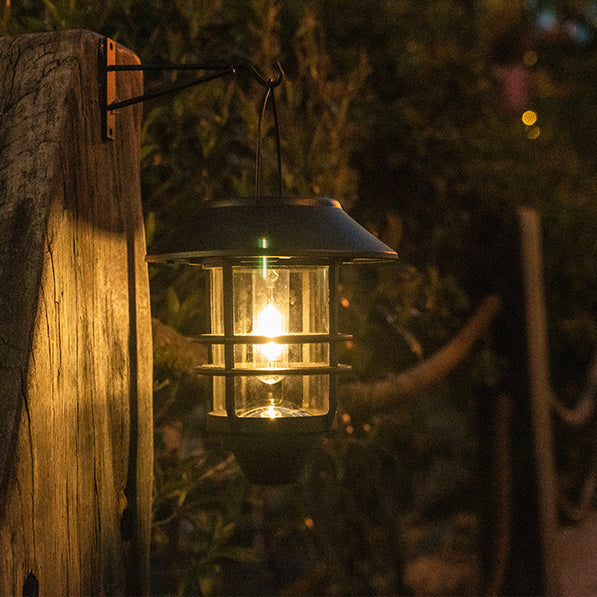 Contemporary Retro Solar Waterproof Aluminum Glass Lantern Cylinder 1-Light Hanging Wall Sconce Lamp For Outdoor Patio | Kalsten