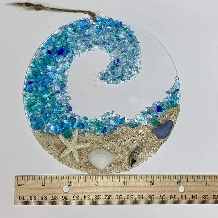 Kalsten | Sea glass sun catcher - Ocean breaking wave beach ornament