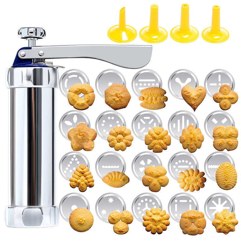 Kalsten | Cookie Press Kit | 20 Stainless Steel Discs & 4 Nozzles | Adjustable Size & Easy Clean | BakeJoy