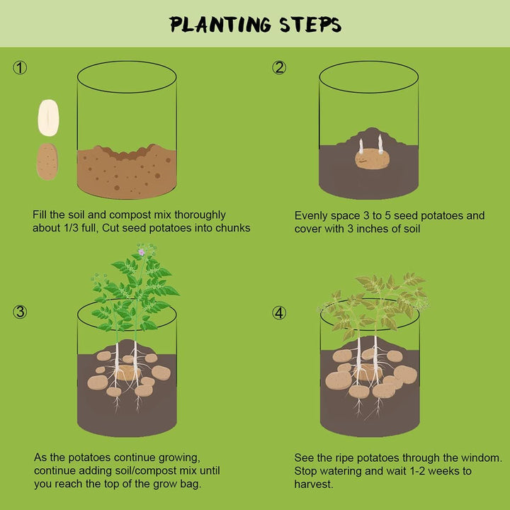 Kalsten | 5/7/10/15 Gallon Potato Planting Growing Thickened Nonwoven Plant Fabric Pot Nursery Bags for Home Gardening