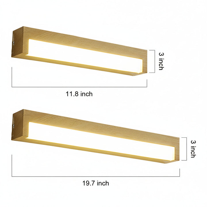 LED Wall Sconce Light – Modern Minimalist Geometric Wood Grain Iron (30x10cm / 11.8x3.9in) | Kalsten