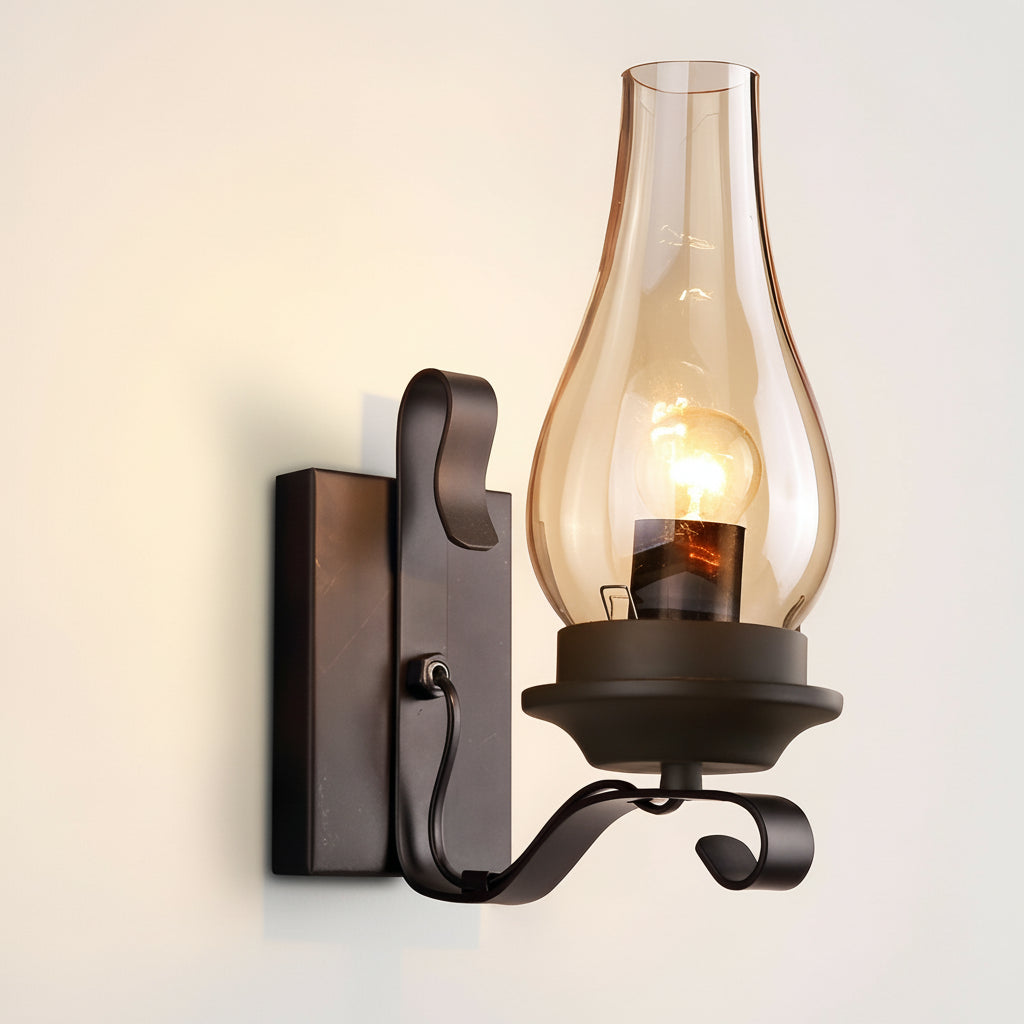 Glass Wall Sconce – Industrial Retro Iron Vintage E27 (20x30cm) | Kalsten