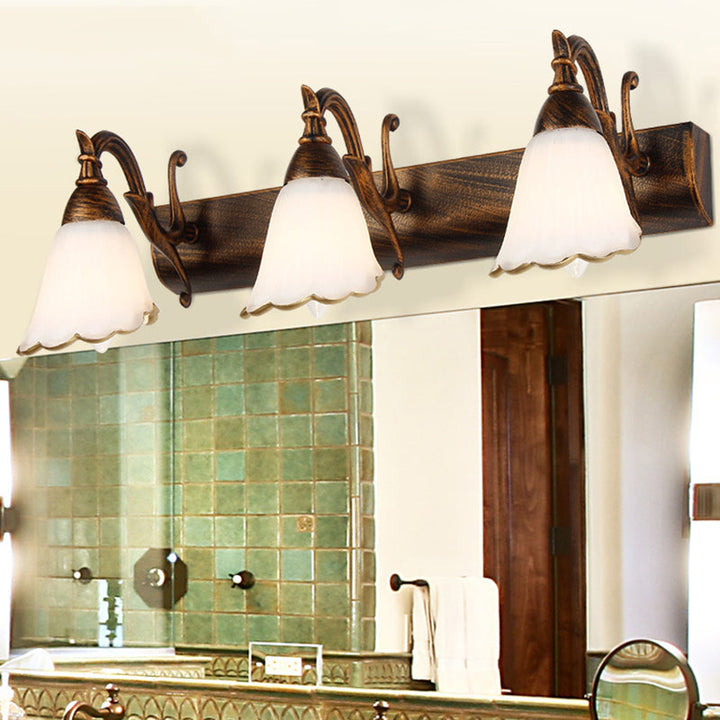 Kalsten | Flower Bath Wall Light Classic Opal Glass 2/3/4 Lights Bronze/White Make-Up Lighting