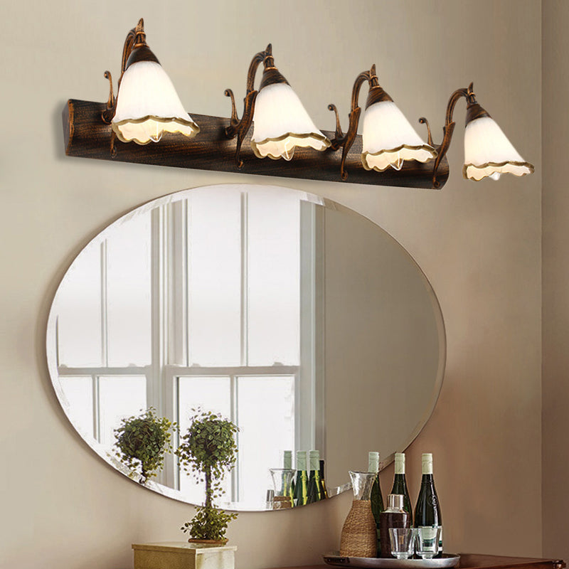 Kalsten | Flower Bath Wall Light Classic Opal Glass 2/3/4 Lights Bronze/White Make-Up Lighting