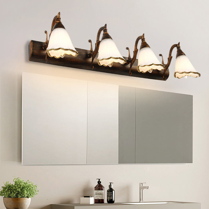 Kalsten | Flower Bath Wall Light Classic Opal Glass 2/3/4 Lights Bronze/White Make-Up Lighting