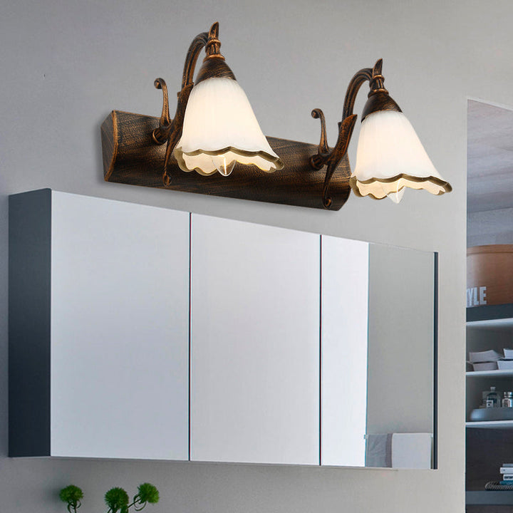 Kalsten | Flower Bath Wall Light Classic Opal Glass 2/3/4 Lights Bronze/White Make-Up Lighting
