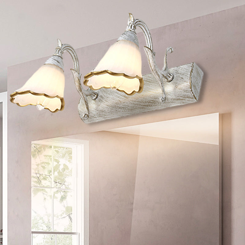 Kalsten | Flower Bath Wall Light Classic Opal Glass 2/3/4 Lights Bronze/White Make-Up Lighting
