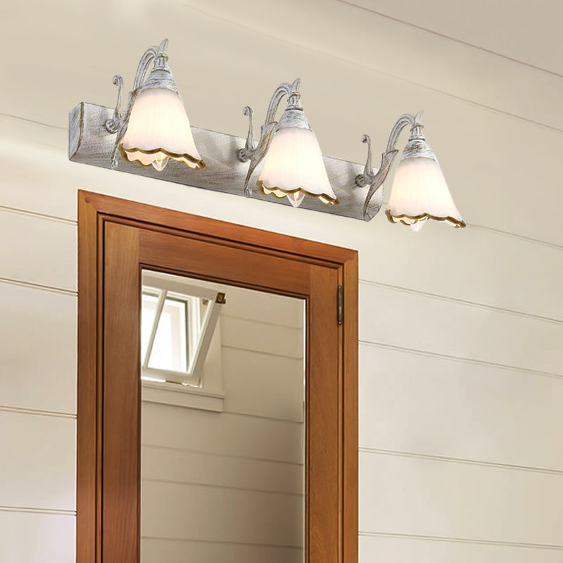 Kalsten | Flower Bath Wall Light Classic Opal Glass 2/3/4 Lights Bronze/White Make-Up Lighting