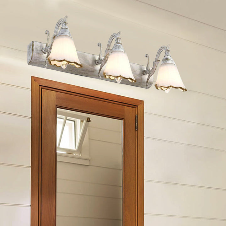 Kalsten | Flower Bath Wall Light Classic Opal Glass 2/3/4 Lights Bronze/White Make-Up Lighting