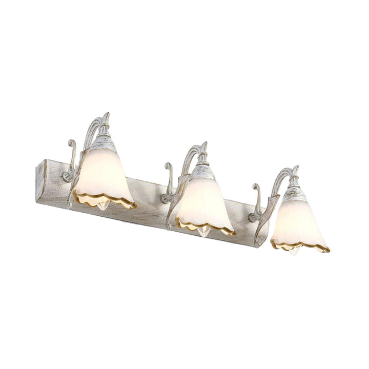 Kalsten | Flower Bath Wall Light Classic Opal Glass 2/3/4 Lights Bronze/White Make-Up Lighting