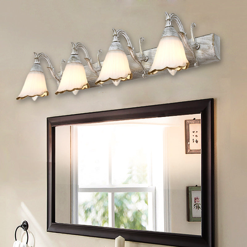 Kalsten | Flower Bath Wall Light Classic Opal Glass 2/3/4 Lights Bronze/White Make-Up Lighting