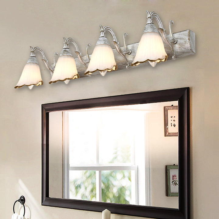 Kalsten | Flower Bath Wall Light Classic Opal Glass 2/3/4 Lights Bronze/White Make-Up Lighting