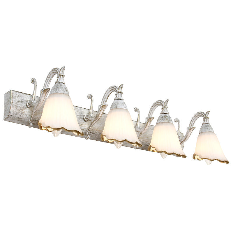 Kalsten | Flower Bath Wall Light Classic Opal Glass 2/3/4 Lights Bronze/White Make-Up Lighting