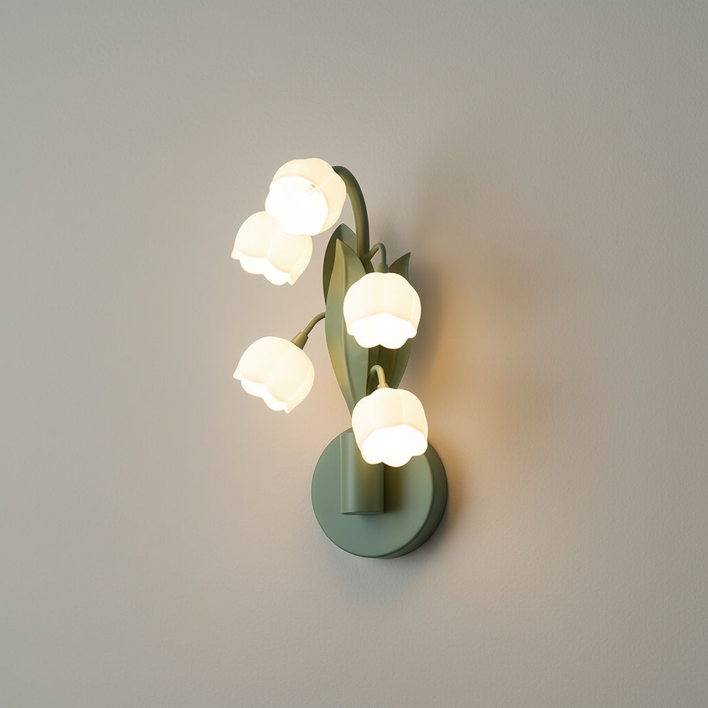 LED Wall Sconce Light – French Country Floral Bellflower Glass (33x18cm / 12.9x7in) | Kalsten