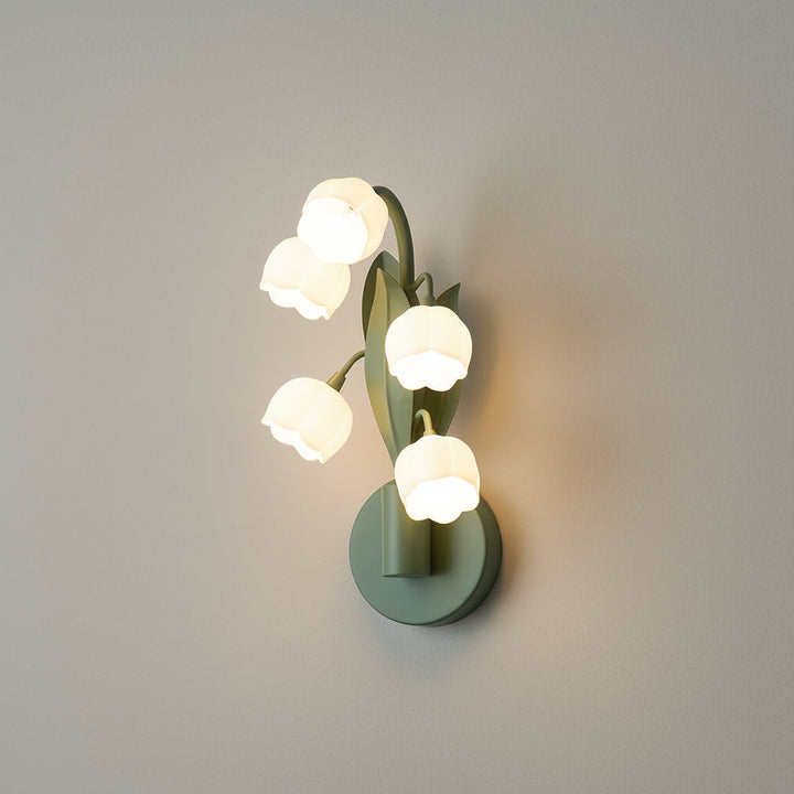 LED Wall Sconce Light – French Country Floral Bellflower Glass (33x18cm / 12.9x7in) | Kalsten