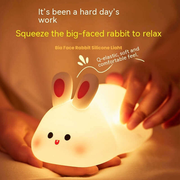 Cute LED Night Light Touch Sensor Cartoon Kid's Nightlights Big Face Rabbit Silicone Night Light Christmas Gift Bedside Lamp Home Decor | Kalsten
