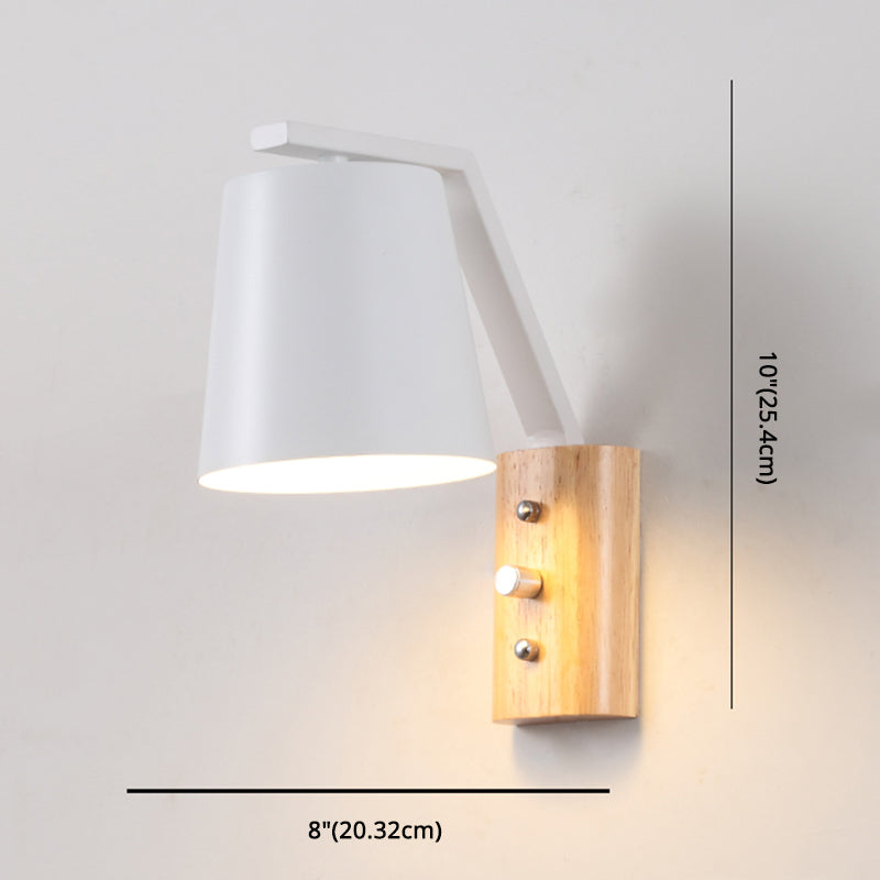 White Glass Wall Lighting Wooden Down Lighting for Study Room Bedroom | Kalsten