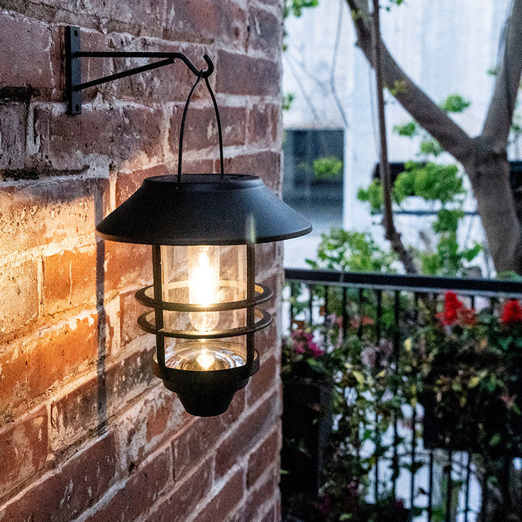 Contemporary Retro Solar Waterproof Aluminum Glass Lantern Cylinder 1-Light Hanging Wall Sconce Lamp For Outdoor Patio | Kalsten