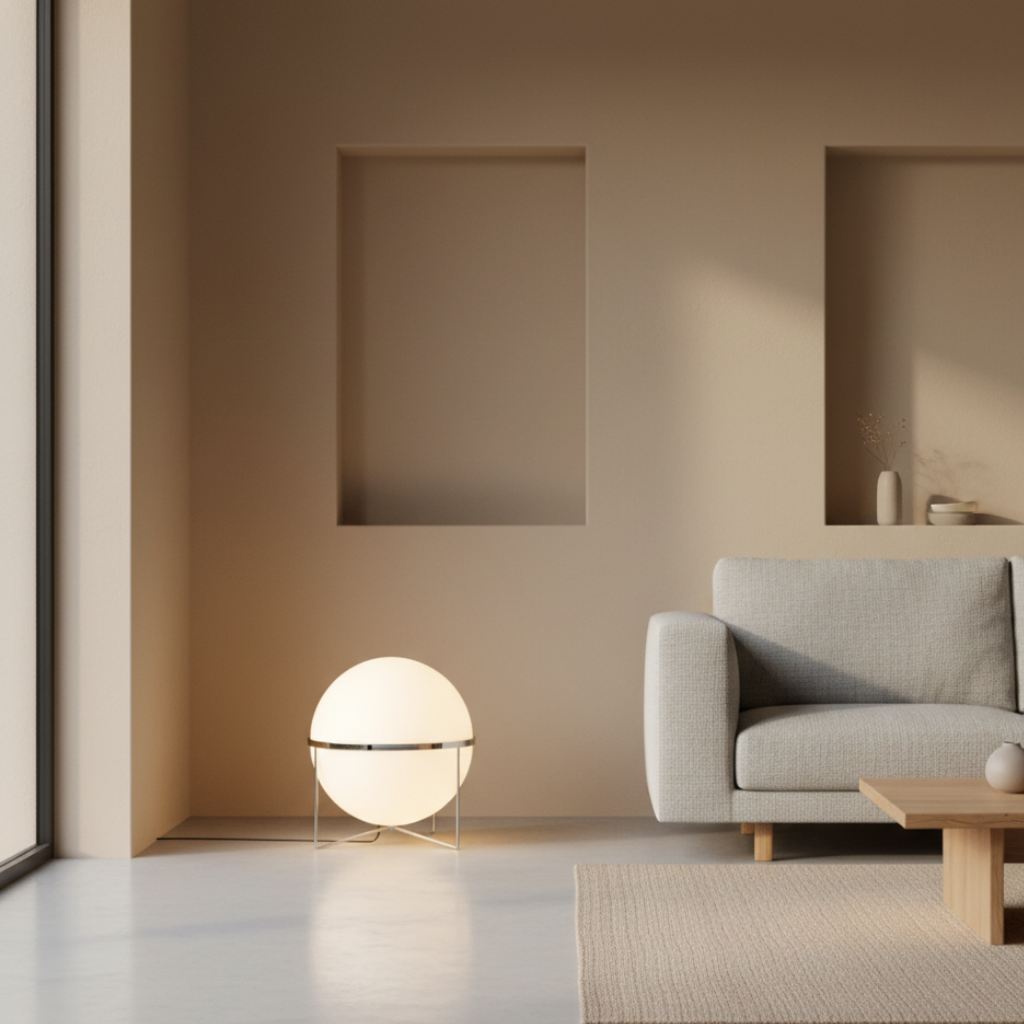 Orbis Luna Chrome-Frame Floor Lamp