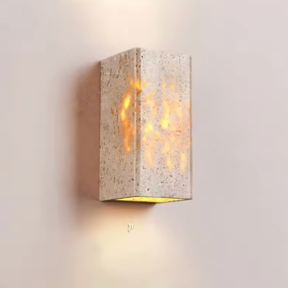 Wabi-Sabi Travertine Outdoor Wall Lamp