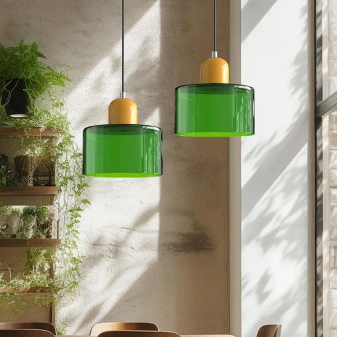 Glass pendant light – Elegant cylindrical pendant light for cozy living spaces | Kalsten