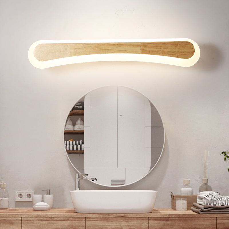 Modern Bathroom Vanity Light Wooden LED Vanity Light Fixtures in Acrylic Shade | Kalsten