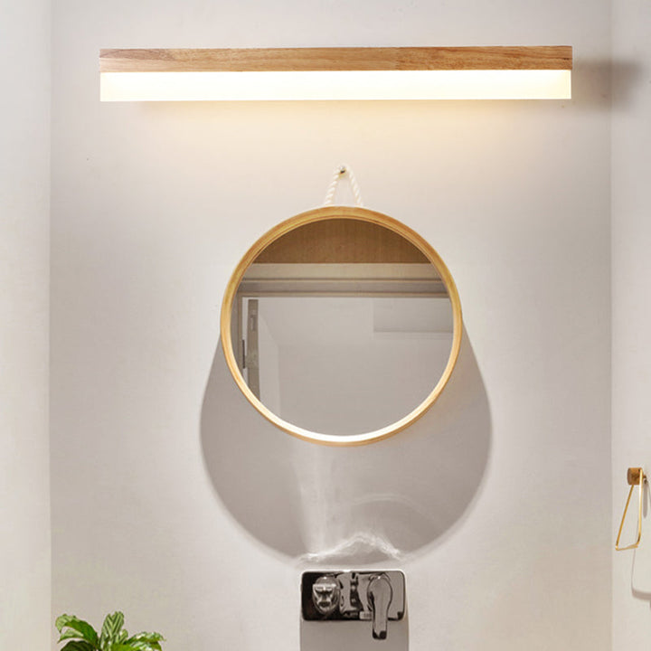 Modern Bathroom Vanity Light Wooden LED Vanity Light Fixtures in Acrylic Shade | Kalsten