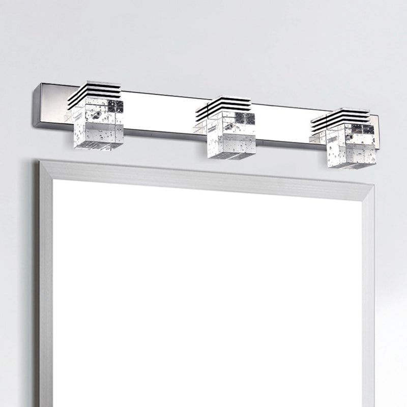 Stainless Steel Vanity Light Fixture Modern Style Bubble Crystal Shade Bathroom Wall Lighting | Kalsten