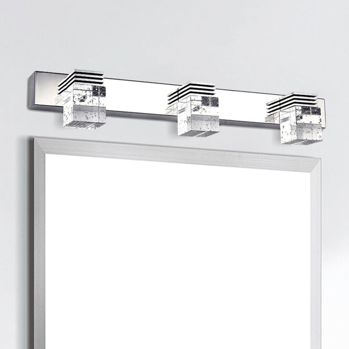 Stainless Steel Vanity Light Fixture Modern Style Bubble Crystal Shade Bathroom Wall Lighting | Kalsten