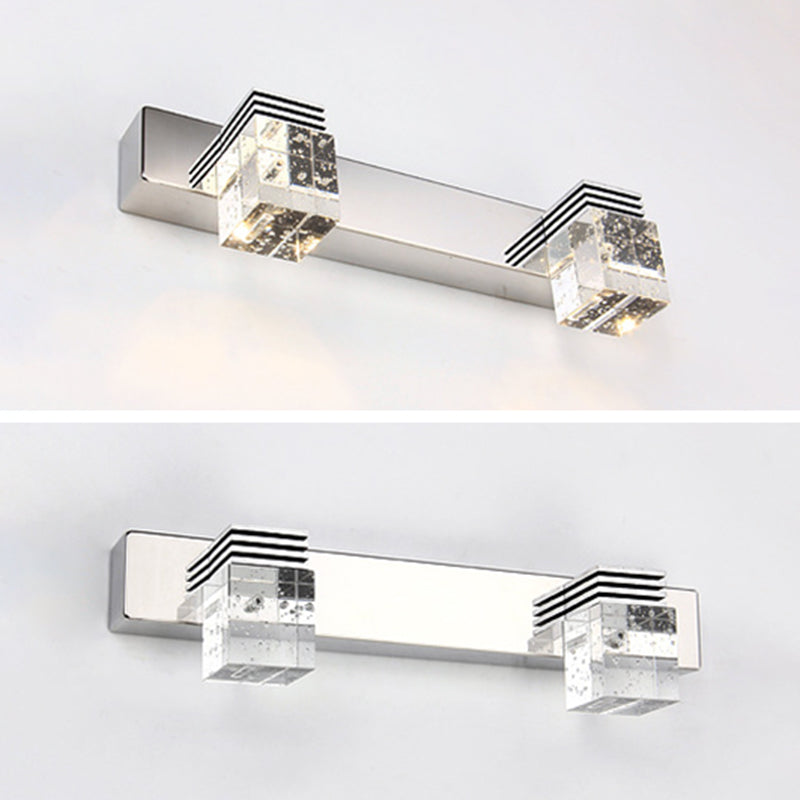 Stainless Steel Vanity Light Fixture Modern Style Bubble Crystal Shade Bathroom Wall Lighting | Kalsten