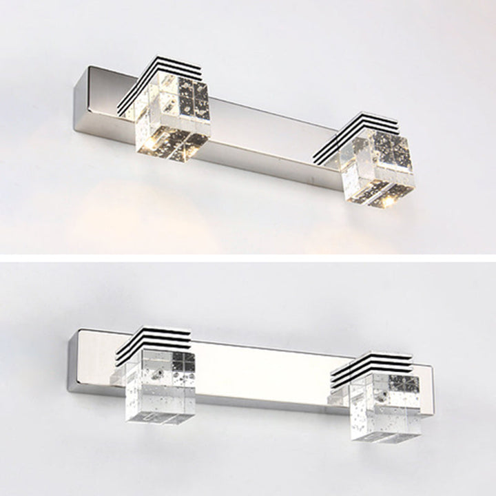 Stainless Steel Vanity Light Fixture Modern Style Bubble Crystal Shade Bathroom Wall Lighting | Kalsten